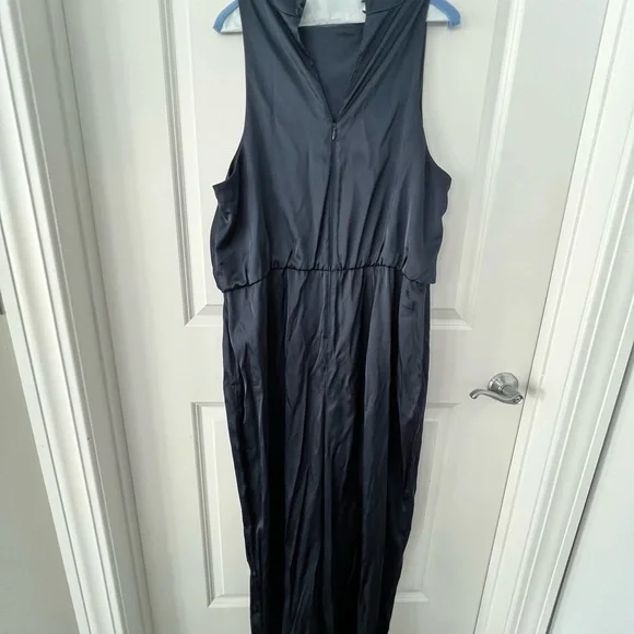 Abercrombie and Fitch XL navy satin jumpsuit - Picture 2 of 3